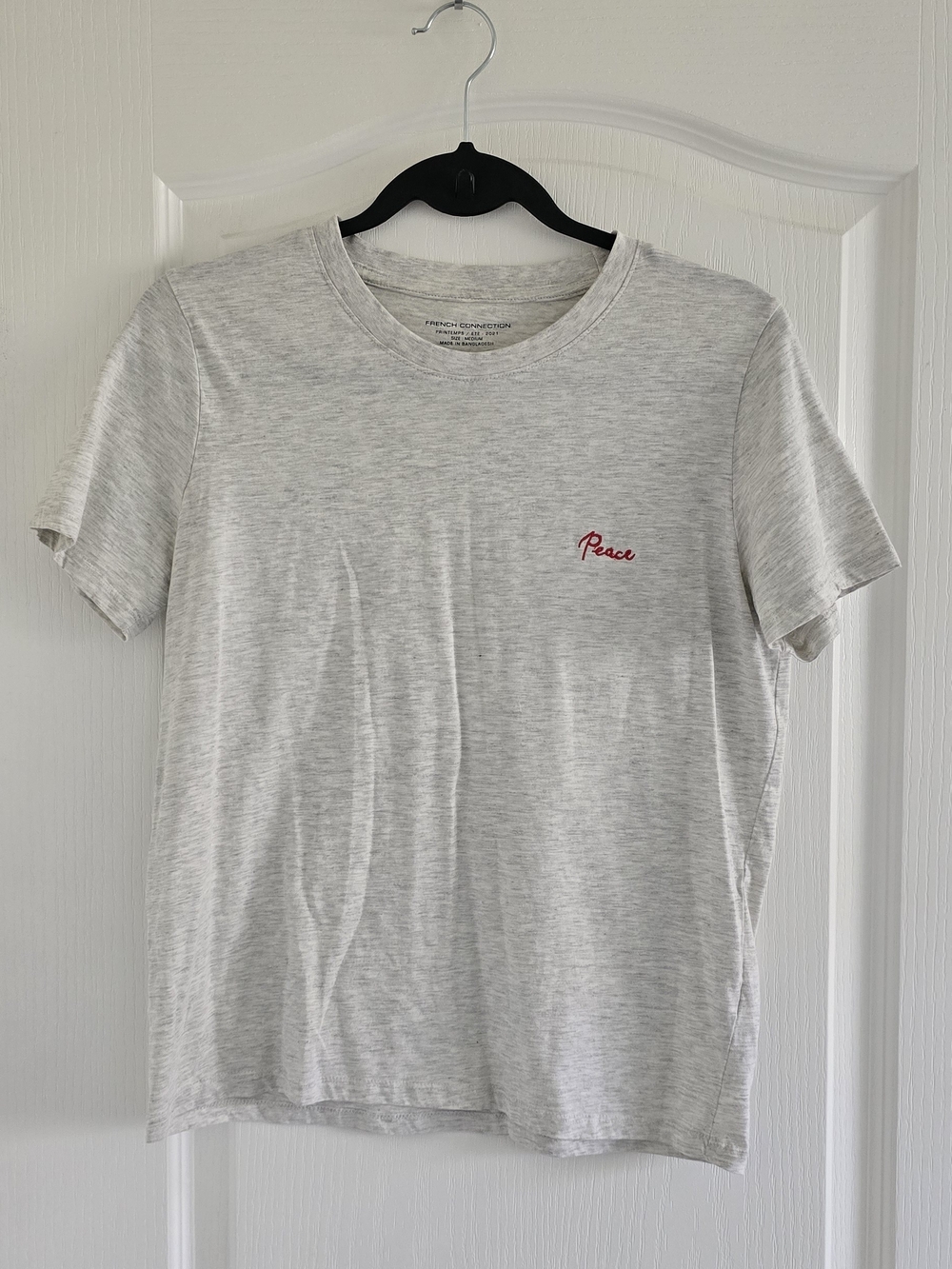 Peace Embroidered Short-Sleeve Tee - Light Heather Gray
